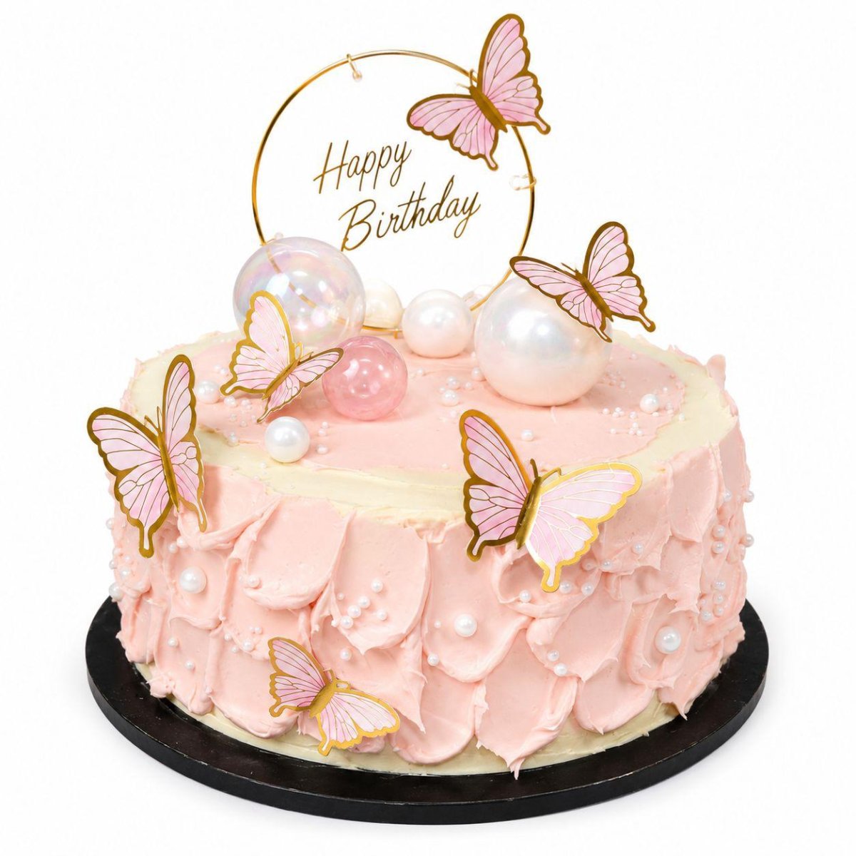 Tarta mariposas y perlas